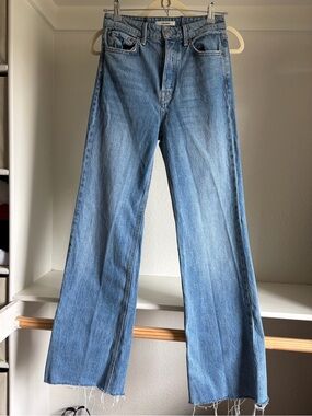 GRLFRND Denim - Carla Jeans in Make it Out -  Light Blue Wide Leg Jeans